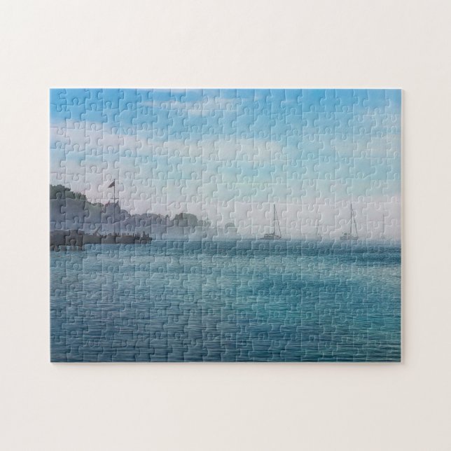 Fog At Mackinac Harbour Jigsaw Puzzle (Horizontal)