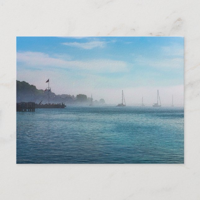 Fog At Mackinac Harbour Postcard (Front)