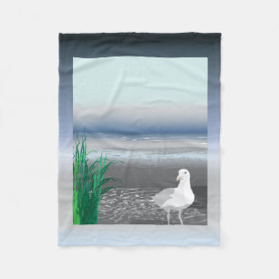 Fog Bank Seagull Fleece Blanket