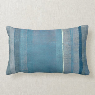 'Fog' Grey and Blue Abstract Art Pillow