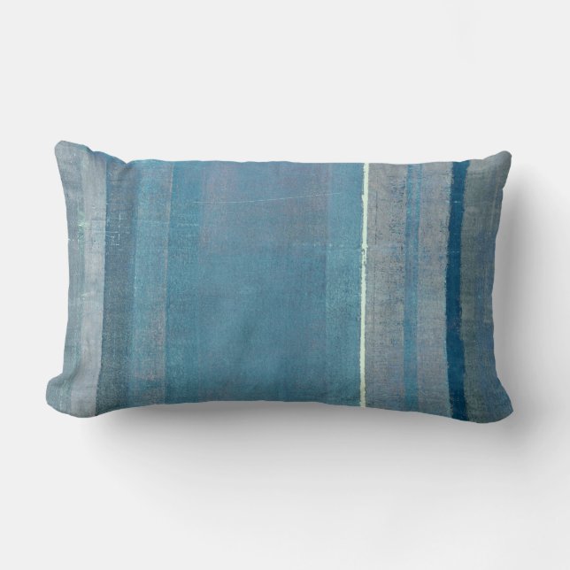 'Fog' Grey and Blue Abstract Art Pillow (Front)