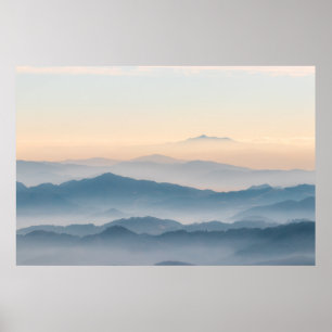 Fog layers, hills and mountains poster