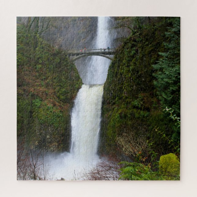 Fog & Mist of Multnomah Falls, Oregon - 20x20 inch Jigsaw Puzzle (Vertical)