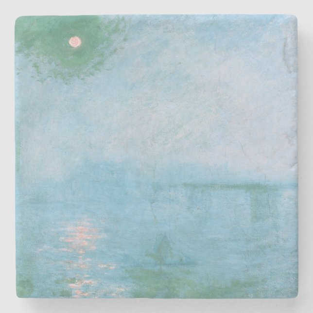 Fog on the Thames (by Claude Monet) Stone Coaster (Front)