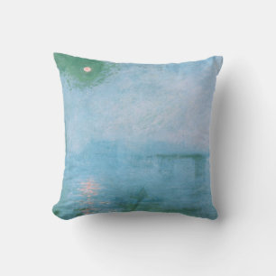Fog on the Thames (by Claude Monet) Throw Pillow