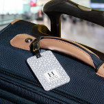 Fog | Pastel Leopard Print Monogram Luggage Tag<br><div class="desc">Chic monogrammed luggage tag is a softer pastel take on the animal print trend, with a pale grey and white leopard print pattern. Personalize with your single initial monogram and name on the front, and add your contact information to the back in white lettering on a contrasting deep charcoal background....</div>