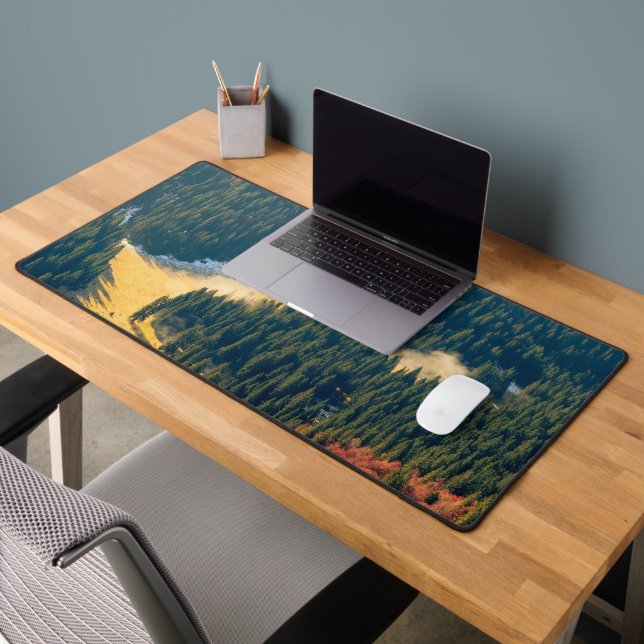 Fog rolling on a lonely autumn field desk mat (Office 2)