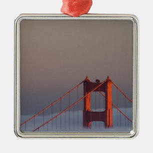 Fog rolls through the San Francisco bay covering Metal Ornament