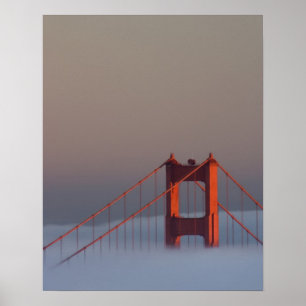 Fog rolls through the San Francisco bay covering Poster