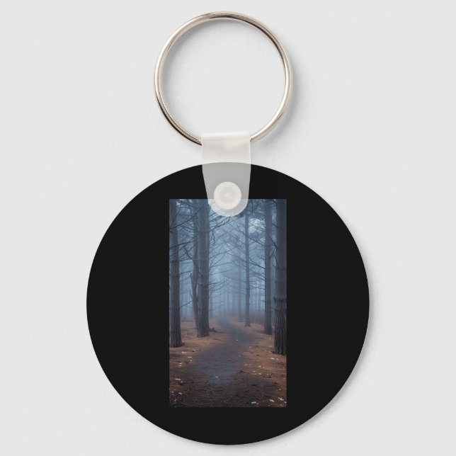 Fog Scenic Forest Forest Misty Trees Nature 1  Keychain (Front)