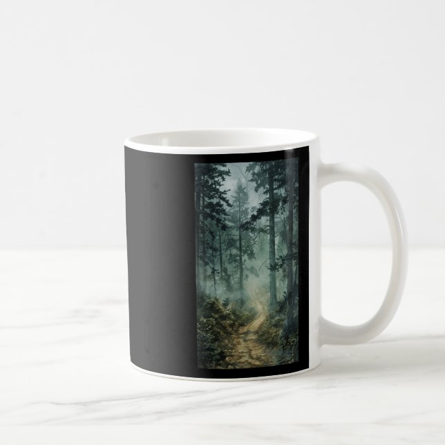 Fog Scenic Forest Forest Misty Trees Nature  Coffee Mug (Right)