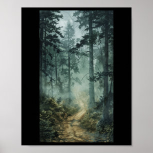 Fog Scenic Forest Forest Misty Trees Nature Poster