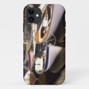 Fog surrounds four boats docked. iPhone 11 case