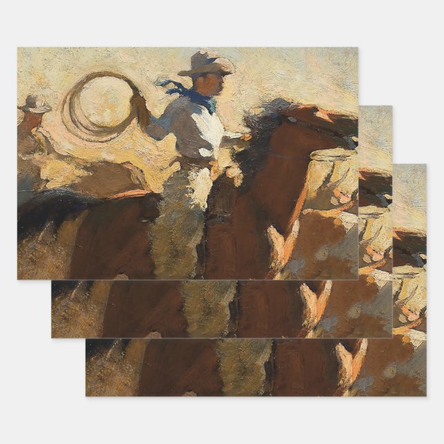 “Fogging the Drags” by Maynard Dixon Wrapping Paper Sheet (Set)