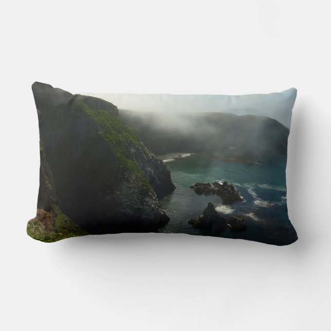 Foggy Anacapa Island at Channel Islands Lumbar Pillow (Front)
