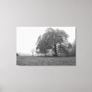 Foggy Autumn Morning Grayscale Canvas Print