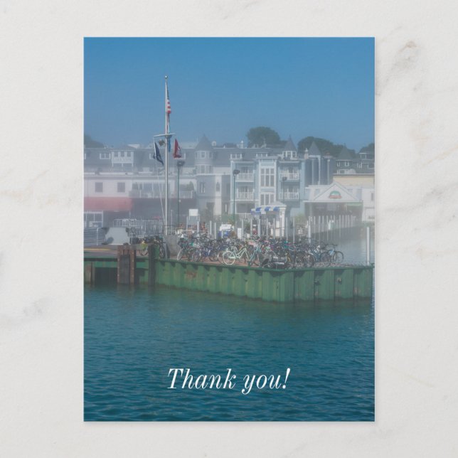 Foggy Bike Dock Postcard (Front)