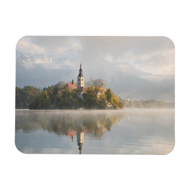 Foggy Bled Lake rectangular magnet (Horizontal)