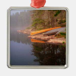 Foggy Canoe Campsite, Lake Kawnipi, Metal Ornament
