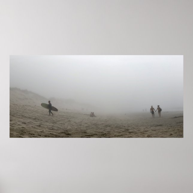 Foggy Day on Praia do Rodanho, Portugal, panorama Poster (Front)