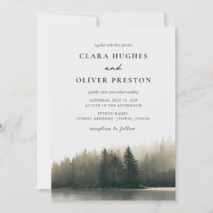Foggy Deep Pine Cove Redwood Coast Forest Wedding Invitation