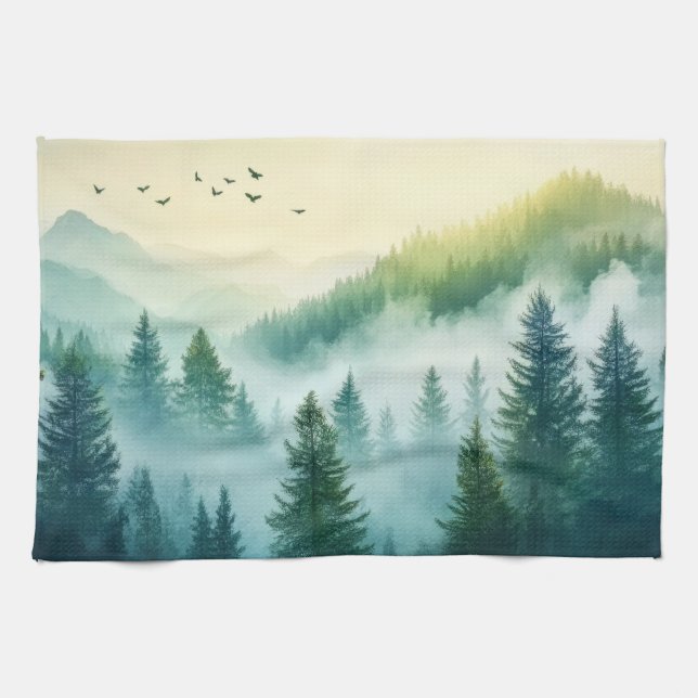 Foggy Forest Kitchen Towel (Horizontal)