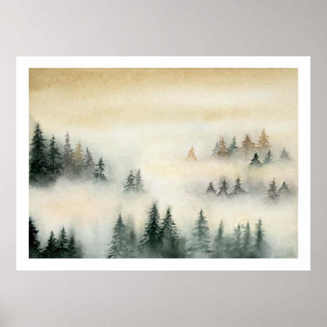 Foggy forest landscape poster (Front)