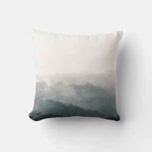 Foggy Forest Nature Photo Throw Pillow
