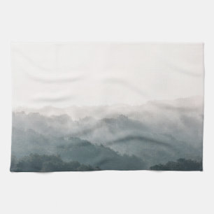 Foggy Forest Nature Photograph Kitchen Towel