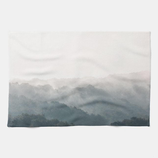 Foggy Forest Nature Photograph Kitchen Towel (Horizontal)