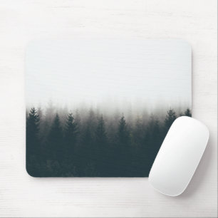 Foggy Forest Pine Mountain Aesthetic Art Mouse Pad