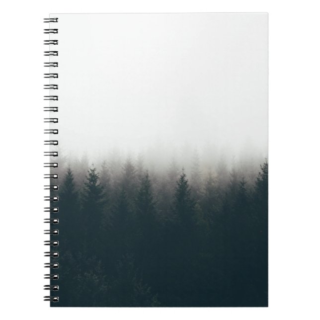 Foggy Forest Pine Mountain Esthetic Art Notebook (Front)