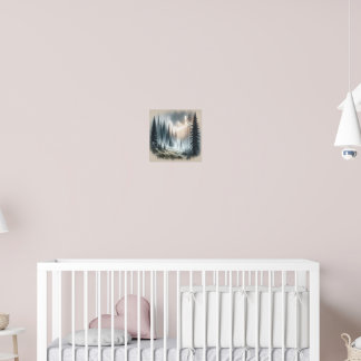 Foggy Forest Trees Landscape Painting Poster