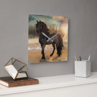 Foggy Friesian Morning - Horse