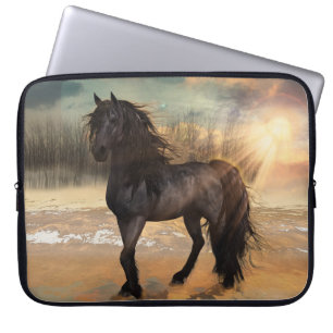Foggy Friesian Morning Laptop Sleeve