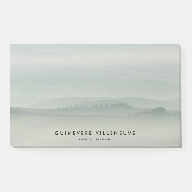 Foggy green morning in Tuscany with cypresses Post-it Notes (Front)