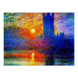 Foggy Houses of Parliament Poster