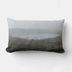 Foggy Landscape Photo Grey Sky Morning Fog Lumbar Pillow