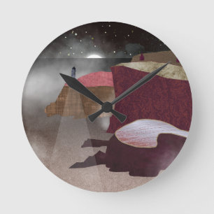 Foggy Lighthouse Round Clock