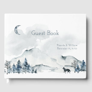 Foggy Mountain Watercolor Wedding Guest Book