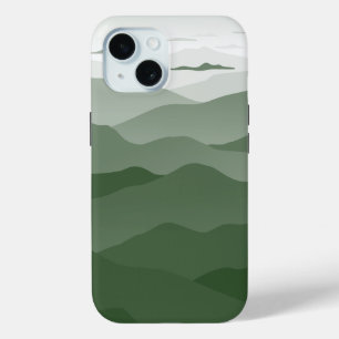 Foggy Mountains Misty Morning Magical Green iPhone 15 Case