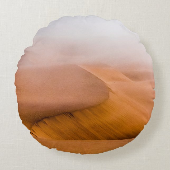 Foggy Namib Desert Round Pillow (Front)
