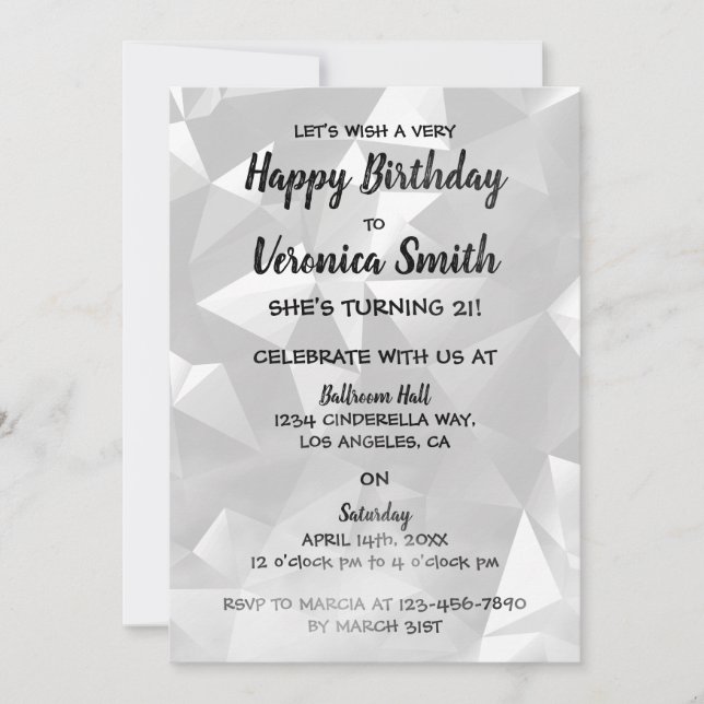 Foggy noir et blanc Invitation d'anniversaire (Devant)
