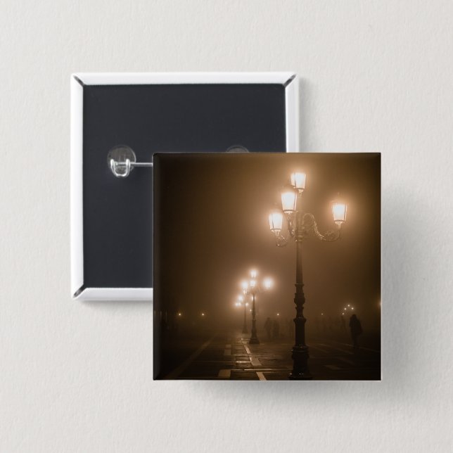 Foggy Piazza San Marco, Venice 2 Inch Square Button (Front & Back)