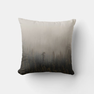 FOGGY PINE TREES THROW PILLOW
