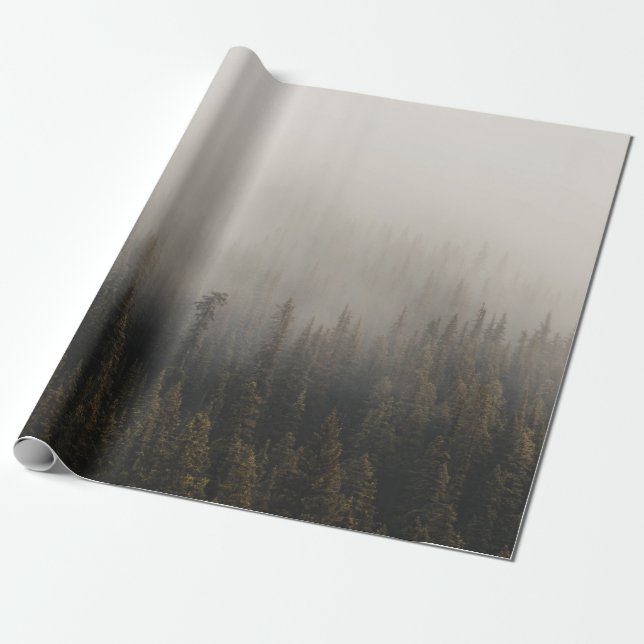 FOGGY PINE TREES WRAPPING PAPER (Unrolled)
