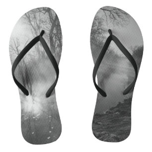 Foggy River Morning Sunrise Flip Flops