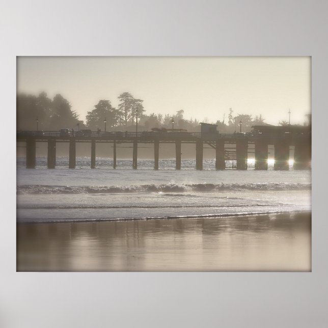 Foggy Santa Cruz wharf Poster (Front)