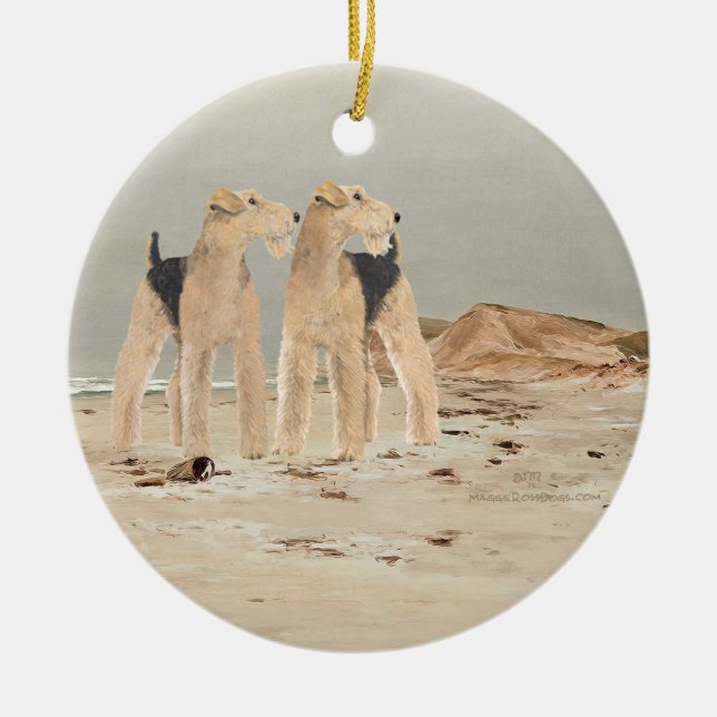 Foggy Seaside Ceramic Ornament (Front)