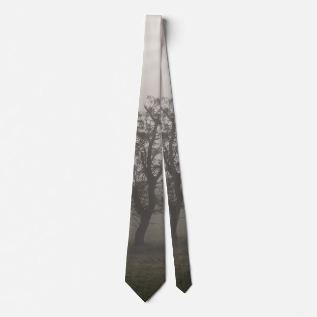 Foggy Starburst Tree Landscape Neck Tie (Front)